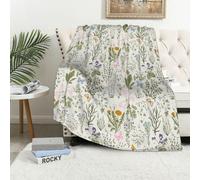 MAAPCHP Flannel Fleece Blanket Throws for Sofa Fluffy Blanket Bed Throw for Bedroom Floral by,Vintage Garden Plants with Herbs Flowers Botanical Classic Design (2) Blanket for Bed, Couch,Car 60x80in