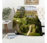 MAAPCHP Flannel Fleece Blanket Throws for Sofa Fluffy Blanket Bed Throw for Bedroom Hobbits Overhill Matamata New Zealand Hobbiton Movie Set Hobbit Land Village Mov Blanket for Bed, Couch,Car 50x60in