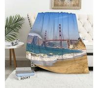 MAAPCHP Flannel Fleece Blanket Throws for Sofa Fluffy Blanket Bed Throw for Bedroom Panoramic view of Golden Gate Bridge San Francisco California USA. Blanket for Bed, Couch,Car 60x80in