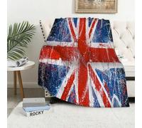 MAAPCHP Flannel Fleece Blanket Throws for Sofa Fluffy Blanket Bed Throw for Bedroom Retro The Union Flag of UK Union Jack Red Navy Blue Blanket for Bed, Couch,Car 60x80in