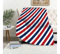 MAAPCHP Flannel Fleece Blanket Throws for Sofa Fluffy Blanket Bed Throw for Bedroom Seamless pattern Retro stripe pattern with navy red white blue parallel stripe. Blanket for Bed, Couch,Car 50x60in