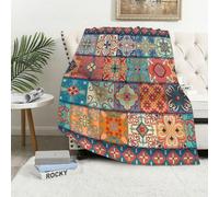 MAAPCHP Flannel Fleece Blanket Throws for Sofa Fluffy Blanket Bed Throw for Bedroom Seamless pattern with portuguese tiles in talavera style. Azulejo moroccan mexic Blanket for Bed, Couch,Car 60x80in