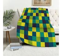 MAAPCHP Flannel Fleece Blanket Throws for Sofa Fluffy Blanket Bed Throw for Bedroom Seamless square mosaic pattern - yellow green blue Blanket for Bed, Couch,Car 40x50in