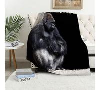 MAAPCHP Flannel Fleece Blanket Throws for Sofa Fluffy Blanket Bed Throw for Bedroom Silver Animal Gorilla Gray In Danger Sad Baby Back Wildlife King Kong Blanket for Bed, Couch,Car 60x80in