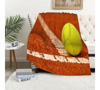 MAAPCHP Flannel Fleece Blanket Throws for Sofa Fluffy Blanket Bed Throw for Bedroom Tennis Ball on a Clay Tennis Court Blanket for Bed, Couch,Car 50x60in
