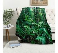 MAAPCHP Flannel Fleece Blanket Throws for Sofa Fluffy Blanket Bed Throw for Bedroom Tropical jungle rainforest palm trees and exotic plants dense green leaves Blanket for Bed, Couch,Car 50x60in