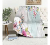 MAAPCHP Flannel Fleece Blanket Throws for Sofa Fluffy Blanket Bed Throw for Bedroom Watercolor rose peony Paisley striped flower Blanket for Bed, Couch,Car 60x80in