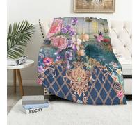 MAAPCHP Flannel Fleece Blanket Throws for Sofa Fluffy Blanket Bed Throw for Bedroom Watercolor rose peony Paisley flower butterfly landscape stripe Blanket for Bed, Couch,Car 60x80in