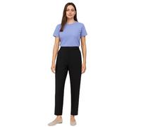 MAARAE Women's Straight Leg Trousers with Elasticated Waist - Black - UK Size 12 - Long Leg (27") - Smart Casual Office & Work Pants