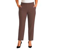 MAARAE Women's Straight Leg Trousers with Elasticated Waist - Comfortable Stretch Pants for Work, Office & Casual Wear | Mocha 25" | Size 16
