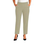 MAARAE Women's Straight Leg Trousers with Elasticated Waist - Comfortable Stretch Pants for Work, Office & Casual Wear | Stone 25" | Size 18