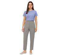 MAARAE Women's Straight Leg Trousers with Elasticated Waist - Grey - UK Size 10 - Short Leg (25") - Smart Casual Office & Work Pants