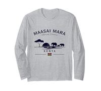 Maasai Mara Elephants National Reserve Kenya Flag Safari Long Sleeve T-Shirt