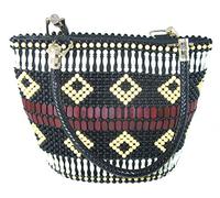 Maasai Premium Design Beaded Leather Fashion Tote Handbag - African Warrior Design - 33 x 26cm Lined with Zipped Pocket Individually Made (5 Black, White and Brown)