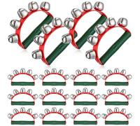 Maasechs 12 Pcs Christmas Hand Jingle Bells Red and Green Sleigh Bells Early Educational Rattles Musical Bell Instruments for Christmas Holiday Caroling Performances