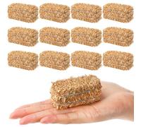 Maasechs 12 Pcs Mini Hay Bales Thanksgiving Fall Harvest Decorations Small Decorative Straw Bale for Fall Miniatures, Halloween, Dollhouse, Western Themed Party Decorations, 1.2 x 2.6 x 1.2 Inch