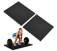 Maasechs 2 Pack 1.38" Thick Heavy Duty Rubber Exercise Equipment Mats 20"x20" Multi-Purpose Gym Floor Mat Tiles for Deadlift Platforms Home Anti-Smash Anti-Slip Shock-Absorbing Floor Protectors