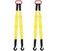 Maasechs 2 Pack Lifting Slings Straps with Hooks Web Slings Capacity Polyester Bridle Sling Heavy Duty Two Leg Lifting Straps for Engines Cranes Hoists Truck(Yellow,3.3ft)