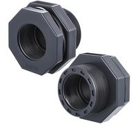 Maasechs 2 Pcs 2 Inch PVC Bulkhead Fitting Water Tank Connector Plumbing Bulkhead Pipe Fitting NPT for Rain Barrels, Aquariums, Tubs, Pools