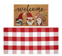 Maasechs 2 Pcs Christmas Doormat 24'' x 51'' Christmas Outdoor Rug and 18'' x 28'' Merry Christmas Coir Doormat Welcome Mat Xmas Non Slip Floor Mat for Outside Entrance Front Porch(Santa Claus)