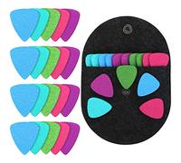 Maasechs 20pcs Multicolor Felt Ukulele Picks, Cute Felt Picks, Assorted Felt Picks with Stand for Guitar and Bass Musical Instruments (Vivid, Original)