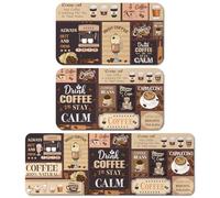 Maasechs 3 Pcs Coffee Kitchen Rugs and Mats Set Farmhouse Non Slip Washable Floor Mat Rustic Coffee Theme Kitchen Decor for Home Bar Office Bathroom Door Party Holiday Decor