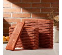 Maasechs 30 Pcs Red Thin Brick Veneers 8 x 2.4 Inch Faux Gypsum Wall Tile for Kitchen Backsplash, Fireplace, Accent Wall Indoor Decoration for Living Room, TV Background (3.95 Sq. Ft)