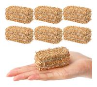 Maasechs 6 Pcs Mini Hay Bales Thanksgiving Fall Harvest Decorations Small Decorative Straw Bale for Fall Miniatures, Halloween, Dollhouse, Western Themed Party Decorations, 1.2 x 2.6 x 1.2 Inch
