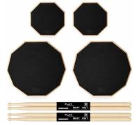 Maasechs 8 Pieces Drum Practice Pad and Sticks Set 12 Inch, 8 Inch Double Sided Silent Snare Pads with 2 Pairs 5a Drum Sticks for Realistic Practice Drumming (Black)