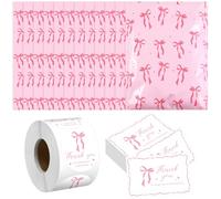 Maasechs 800 Pieces Pink Bow Poly Mailers Set 10x13 Waterproof Self Adhesive Cute Shipping Bags with Thank Cards and Stickers Set for Small Business Large Mailing Envelopes Bulk Tear Resistant
