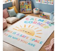 Maasechs Classroom Rug Calm Corner Rug Cheerful Sun Pattern Educational Area Carpet for Room Seating Decor, 4' x 6' Play Carpet for Teaching Nursery and Playroom Back to School (Macaron Colors)