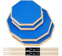 Maasechs Drum Practice Pad and Sticks Set 2 Pcs 12 Inch and 2 Pcs 8 Inch Double Sided Silent Snare Drum Pads With 2 Pairs 5A Drum Sticks for Drum Realistic Practice Drumming (Blue)