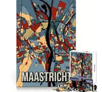 Maastricht City Map Art Netherlands 1000 Pieces Jigsaw Puzzles for Adults Mental Exercise Stress Relief Fun Snug Lock Memorable Gift size 38x52cm