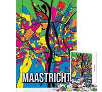 Maastricht Netherlands Pop Art City Map Jigsaw for Adults1000 Pieces Great Gifts for Games Hand Speed Race Anti-Stress Toys for And from 14 Years And over size 38x26cm