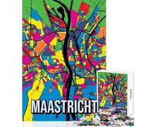 Maastricht Netherlands Pop Art City Map Jigsaw for Adults1000 Pieces Great Gifts for Games Hand Speed Race Anti-Stress Toys for And from 14 Years And over size 50x75cm