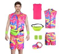 Maazusa 80S-Inspired Workout Costumes for Men 80S 90S Workout Costume Outfit Set 80S Costume Accessories Set for Carnival Parties World Book Day (L)