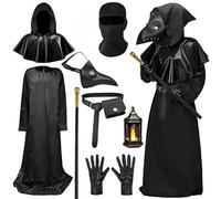 Maazusa Halloween Plague Doctor Costume Sets Adult Plague Doctor Accessories Robe Beak Mask Gloves Steampunk Fancy Dress Outfit for Halloween Carnival Party (XL)