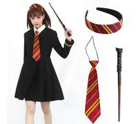 Maazusa Wizard Costume Accessories 3 Pcs Magic School Set Lightning Wizard Wand Tie Magic School Cosplay for World Book Week Theme Party Birthday