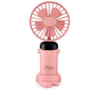 MAAZZ N15 Portable Handheld Fan, 5 Speeds, Digital Display, Blush Pink | Rechargeable, Mini Desk Fan, 3000mAh, USB-C, Foldable, Hand Held, Travel, Home, Office