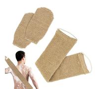 MABAHON 100% Natural Exfoliating Back Strap with Mitt,Hemp Back Scrubber,Back Exfoliator with Handles for Shower Bath Men and Women (Brown)