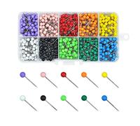 MABAHON 1000PCS Map Push Pins With Coloured Heads, Multi-Colored Thumb Tacks, Cork Board Pins,Decorative Map Tacks with Steel Points for World Map, Cork Board,Fabric Marking