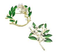 MABAHON 2 Pcs Lily Of The Valley Brooch,Women's Brooches & Pins, Brooches For Women UK,flower brooch,Queen Elizabeth's Favourite Flower,Fashion Flower Brooch, Pearl Brooch Pin