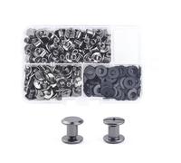 MABAHON 80 Set Chicago Screw Posts,Rivet Chicago Binding Screws,Metal Rivet for DIY Leather Decoration Bookbinding,Bags, Luggage,Backpack,Craft, M5x6mm (Black)