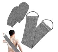 MABAHON Back Scrubber 100% Natural Bamboo Fibre,Exfoliating Glove,Double Side Scrubbing Strap Loofah Back Scrubber for Shower Body Scrubber Handle for Men & Women (Grey)