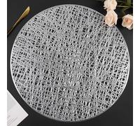 Mabbcoo Round Placemats Set of 6, Hollow Placemats Washable Vinyl Placemats for Anniversary Wedding Party Kitchen Decor
