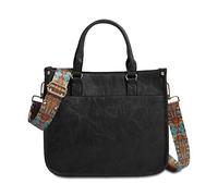 Mabecol Women's Shoulder Bag, PU Leather, Shopper Bag with Zip, Shoulder Bag with Wide Strap, Elegant Women's Handbag, Medium Handbag for Work, Everyday & Travel, Y Black, Contemporary