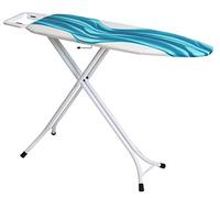 Mabel Home Adjustable Height, Deluxe, 4-Leg, Ironing Board, Extra Cover, Blue/White Patterned