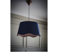 Mabel Linen Large 30cm Scallop Edge with Trim Lamp Shade with Bulb ValueLights Navy One Size