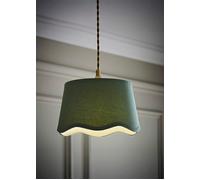 Mabel Linen Small 20cm Scallop Edge with Trim Lamp Shade with Bulb ValueLights Green One Size