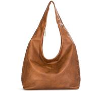 Mabel London Large Faux Leather Slouch Shoulder Bag for Women - Soft Everyday Hobo Tote with Whipstitch Detail - Heather (Brown)